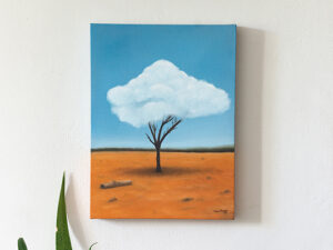 nuvem no sertão pintura painel Óleo sobre tela 30x40cm surreal - surrealismo