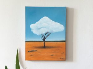 nuvem no sertão pintura painel Óleo sobre tela 30x40cm surreal - surrealismo