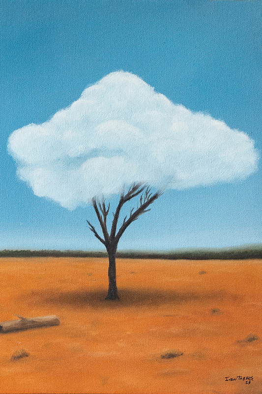 Nuvem no Sertão – Pintura Painel – Óleo sobre Tela – 30x40cm - Surreal - Surrealismo