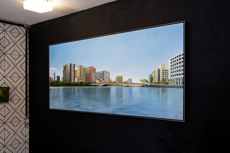 recife de sempre paisagem pintura em Óleo sobre tela 180x80cm emoldurado